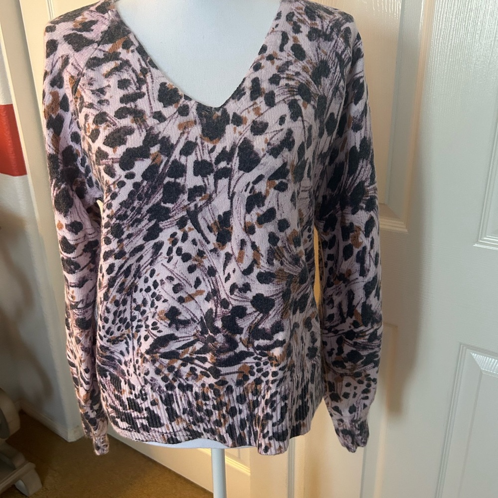 Loft lavender and gray animal print sweater